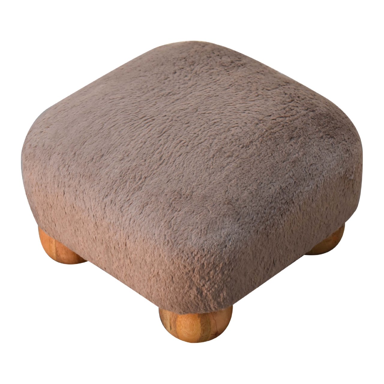 Mocha Faux Fur Nordic Footstool - SILVIONIX