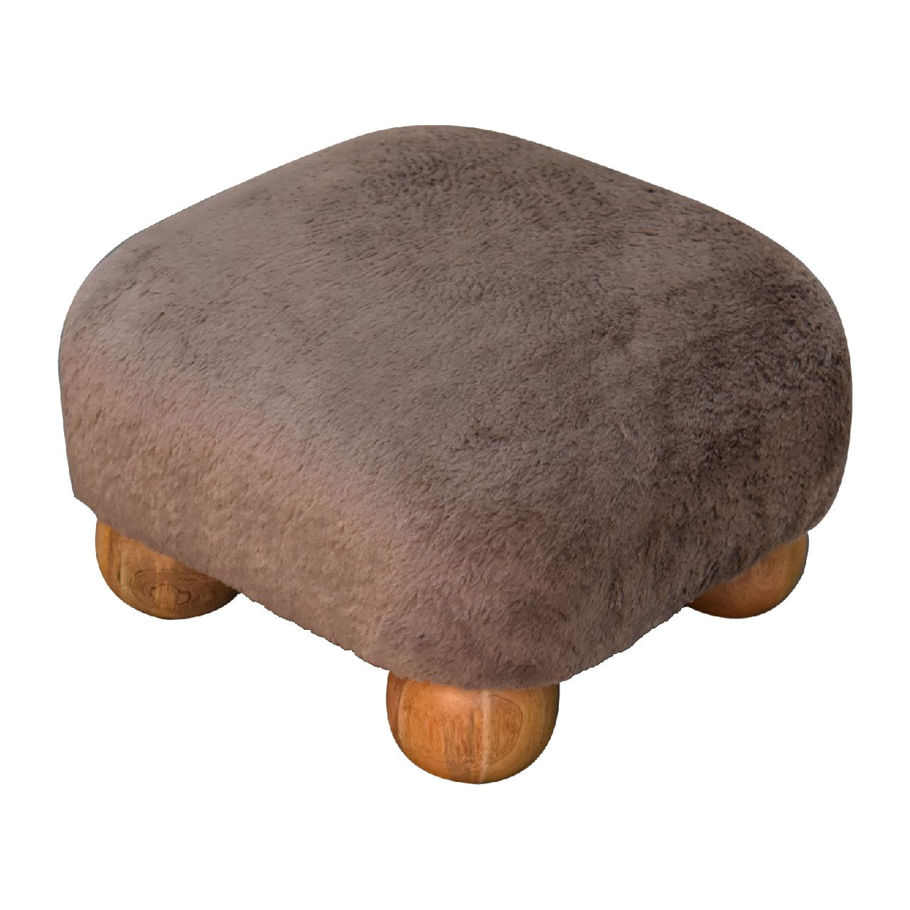 Mocha Faux Fur Nordic Footstool - SILVIONIX