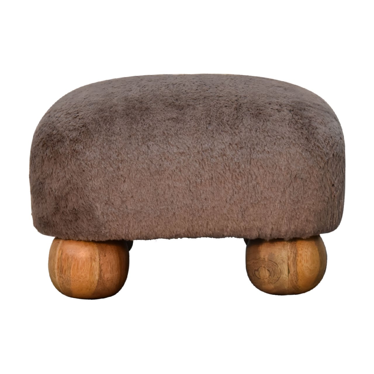 Mocha Faux Fur Nordic Footstool - SILVIONIX