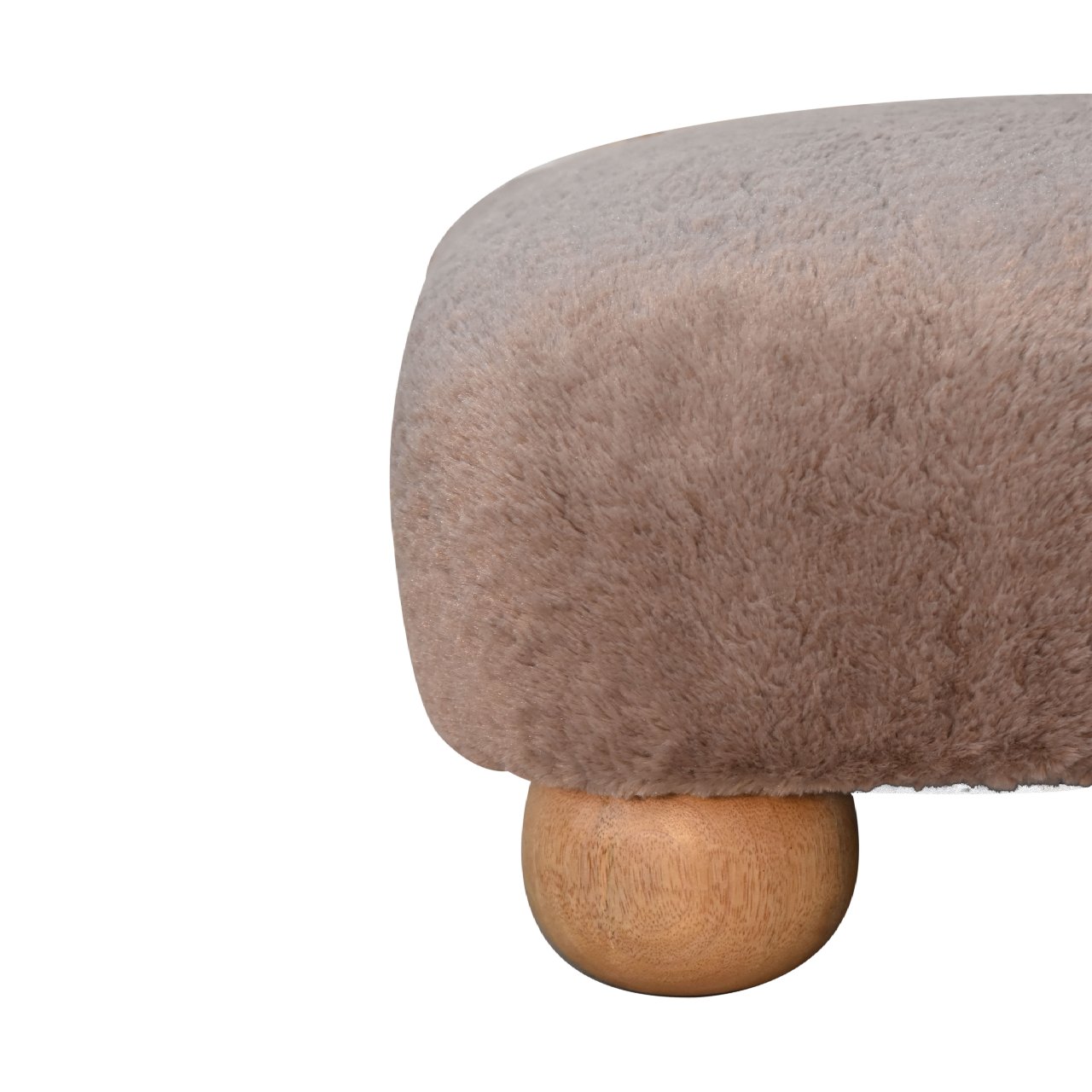 Mocha Faux Fur Nordic Footstool - SILVIONIX