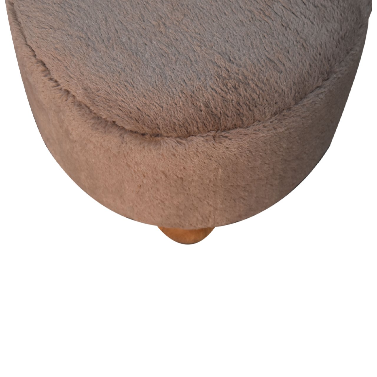 Mocha Faux Fur Round Ball Footstool - SILVIONIX