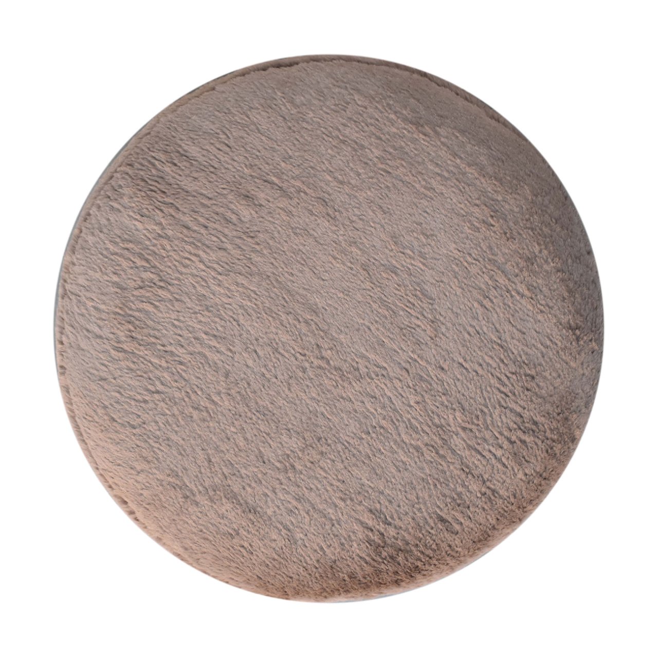 Mocha Faux Fur Round Ball Footstool - SILVIONIX