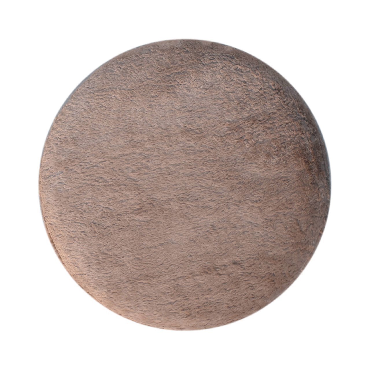 Mocha Faux Fur Round Footstool - SILVIONIX