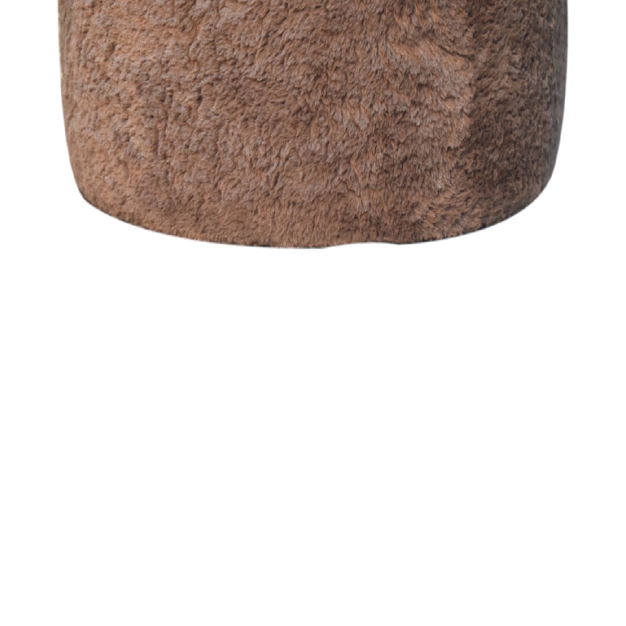 Mocha Faux Fur Round Footstool - SILVIONIX