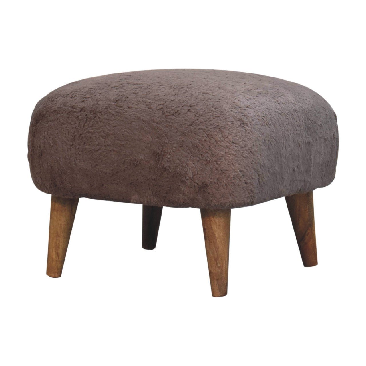 Mocha Faux Fur Square Stool - SILVIONIX