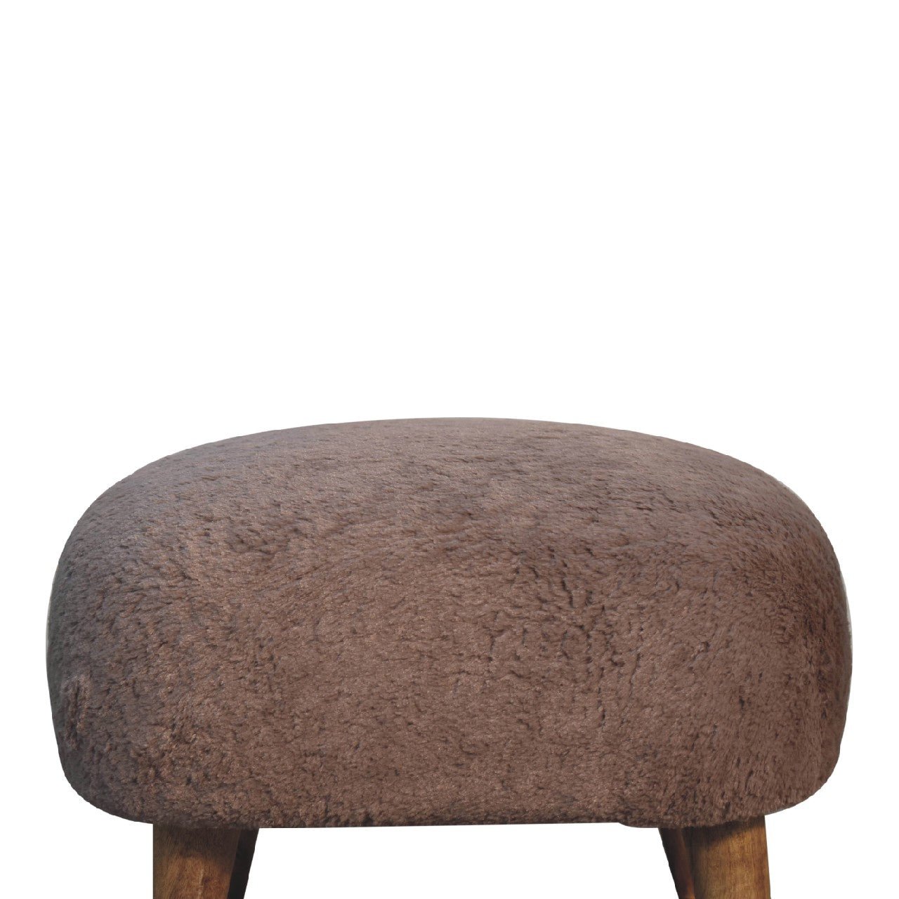 Mocha Faux Fur Square Stool - SILVIONIX