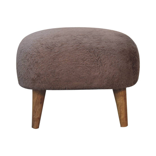 Mocha Faux Fur Square Stool - SILVIONIX