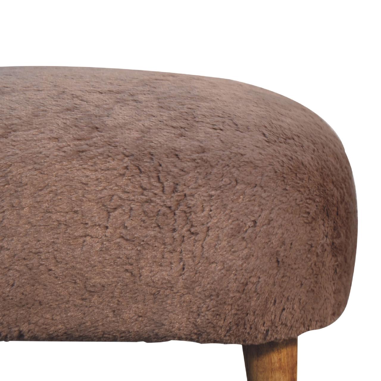 Mocha Faux Fur Square Stool - SILVIONIX