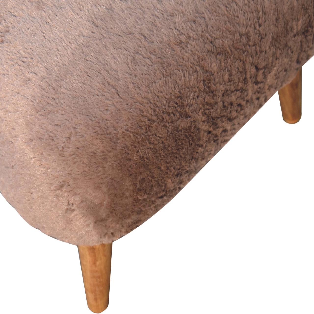 Mocha Faux Fur Square Stool - SILVIONIX