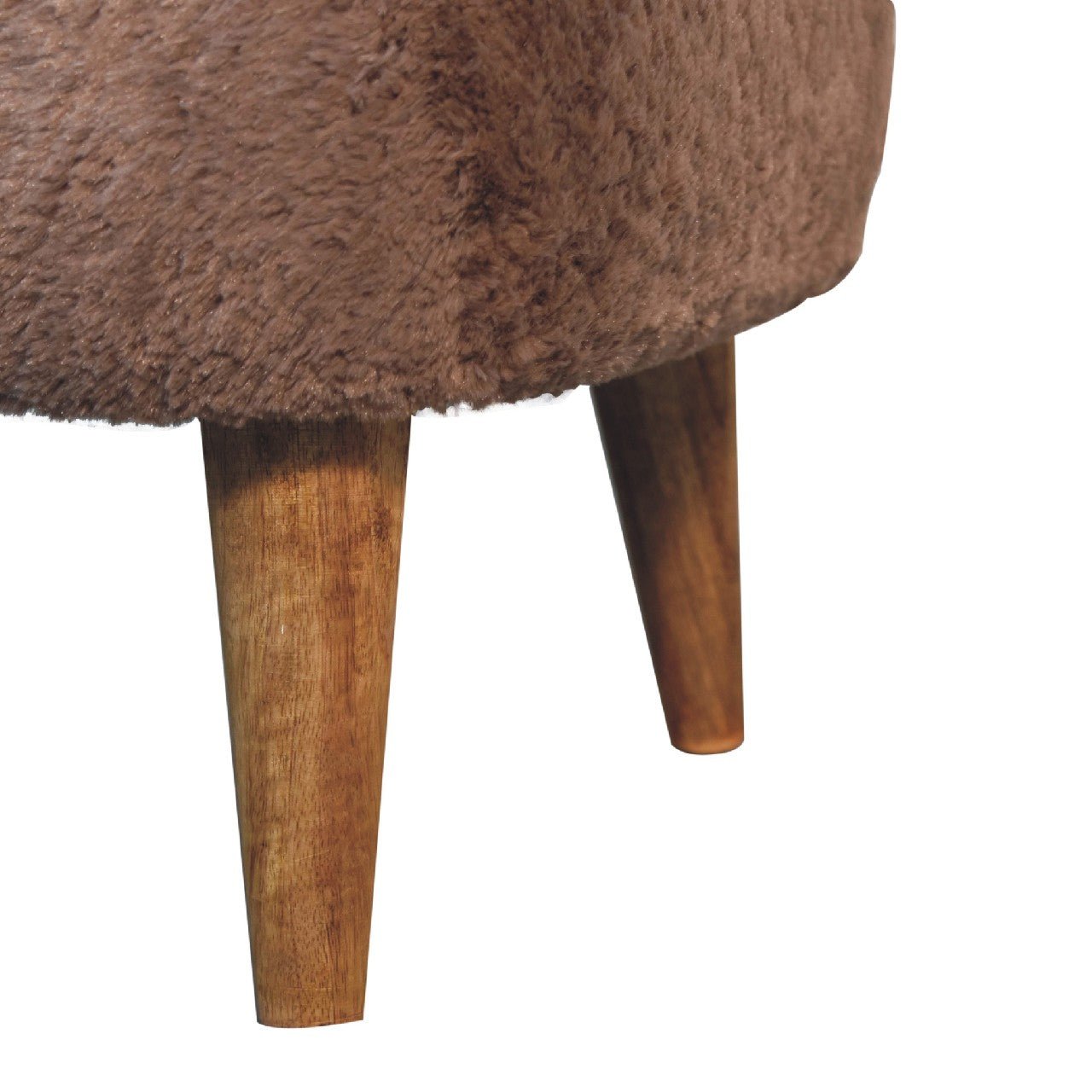 Mocha Faux Fur Square Stool - SILVIONIX