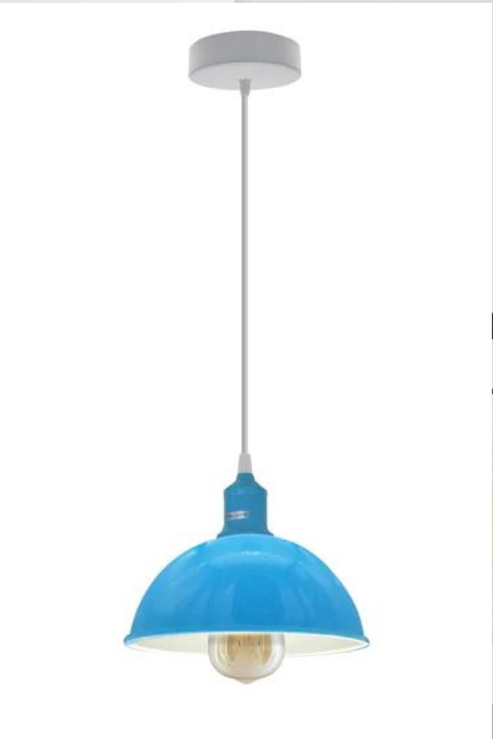 Modern Industrial Cyan Blue Ceiling Pendant Light with E27 Base Ceiling Lighting Shade - SILVIONIX