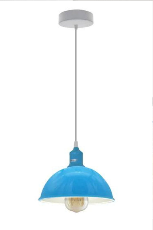 Modern Industrial Cyan Blue Ceiling Pendant Light with E27 Base Ceiling Lighting Shade - SILVIONIX