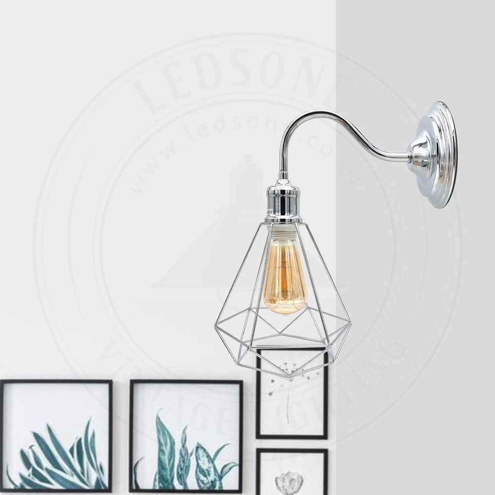 Modern Industrial Wall Sconce Light Swan Neck Arm Chrome Wall Lamp Shade with E27 Holder Fitting. - SILVIONIX