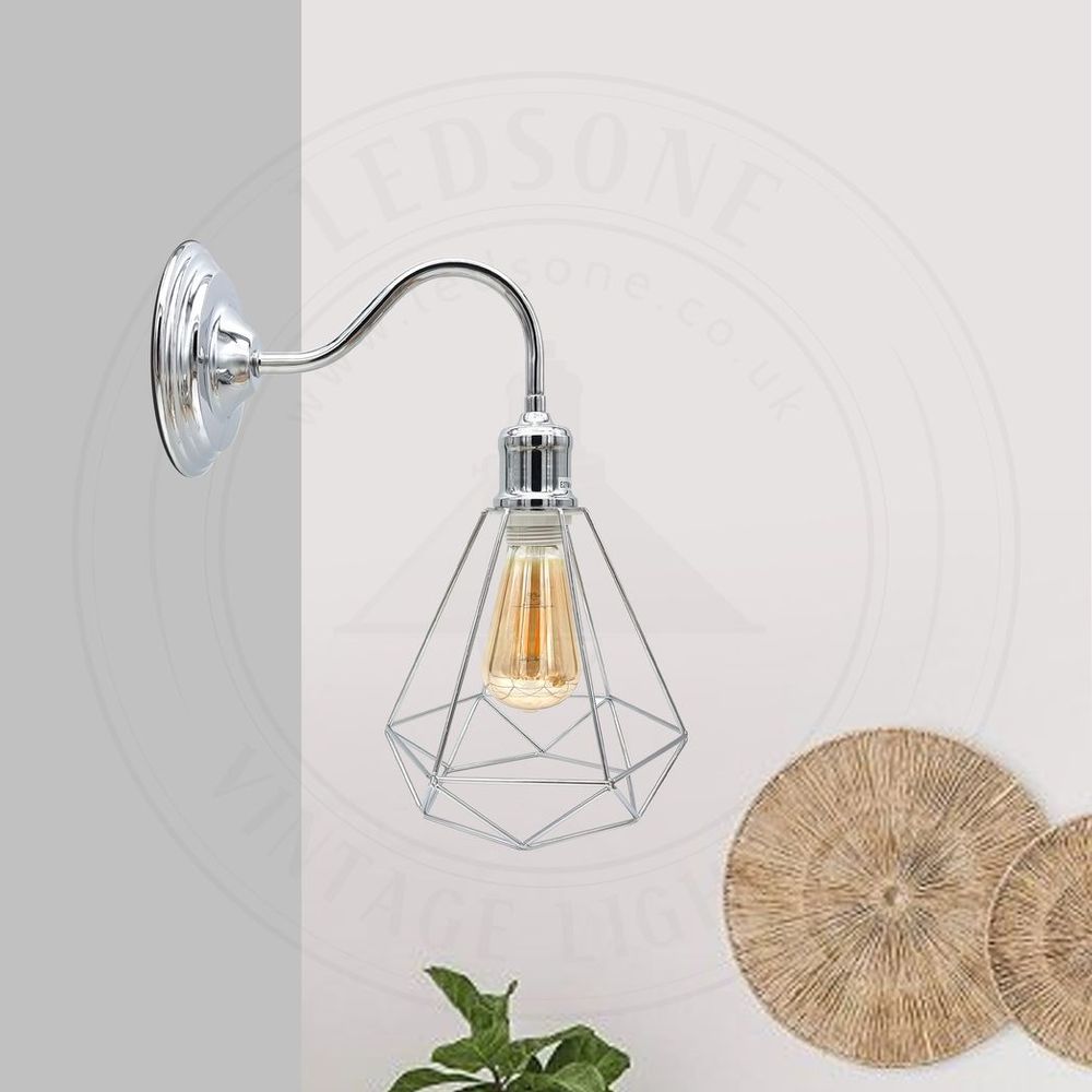 Modern Industrial Wall Sconce Light Swan Neck Arm Chrome Wall Lamp Shade with E27 Holder Fitting. - SILVIONIX