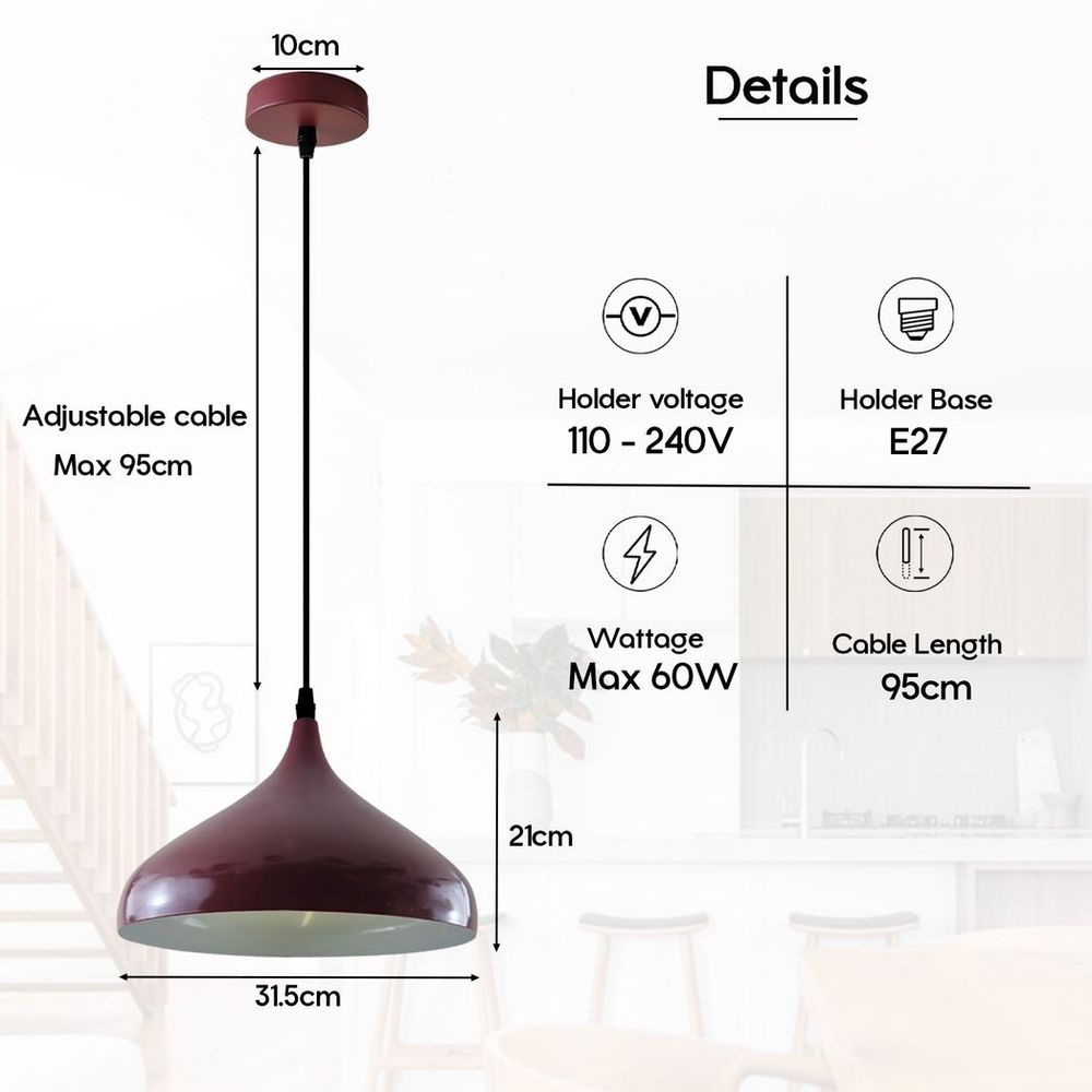 Modern Mosque Burgundy Hanging Pendant Ceiling Lamp Lighting UK E27 - SILVIONIX