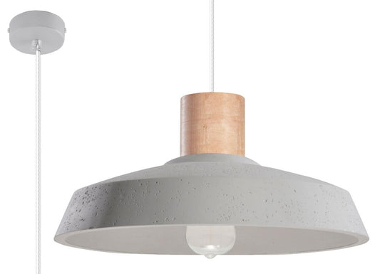 Modern Pendant lamp AFRA Concrete/Wood Loft Design LED E27 - SILVIONIX