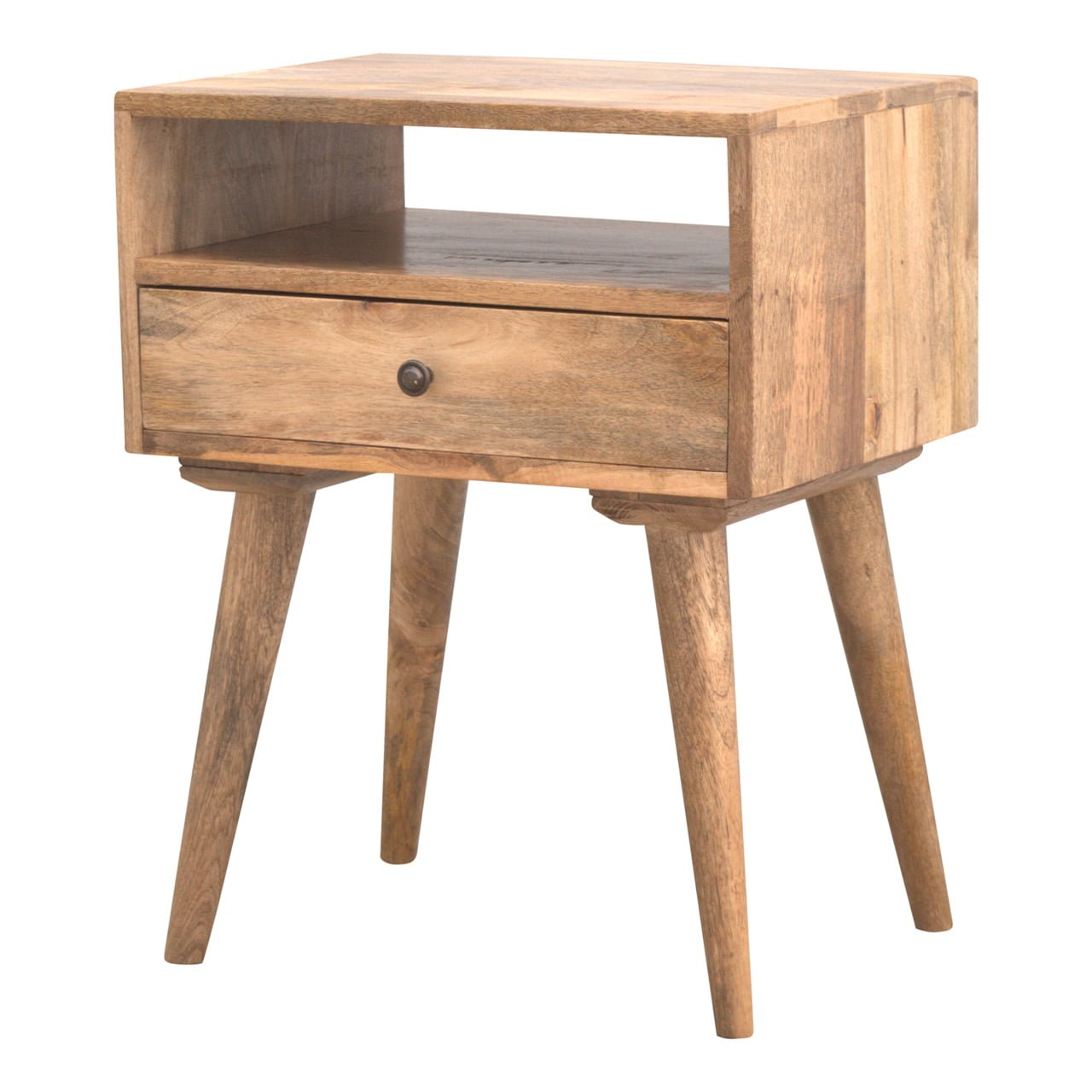 Modern Solid Wood Bedside with Open Slot - SILVIONIX