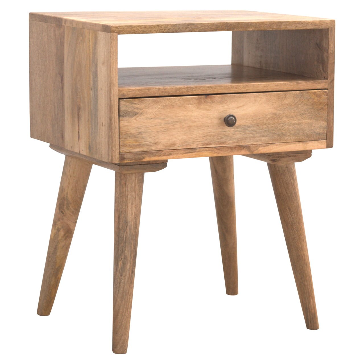 Modern Solid Wood Bedside with Open Slot - SILVIONIX