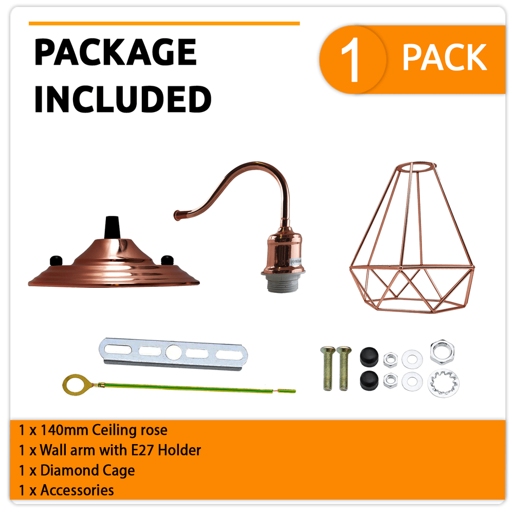 Modern Vintage Retro Industrial Wall Sconce Light Swan Neck Arm Rose gold Wall Lamp Shade with E27 Holder Fitting - SILVIONIX