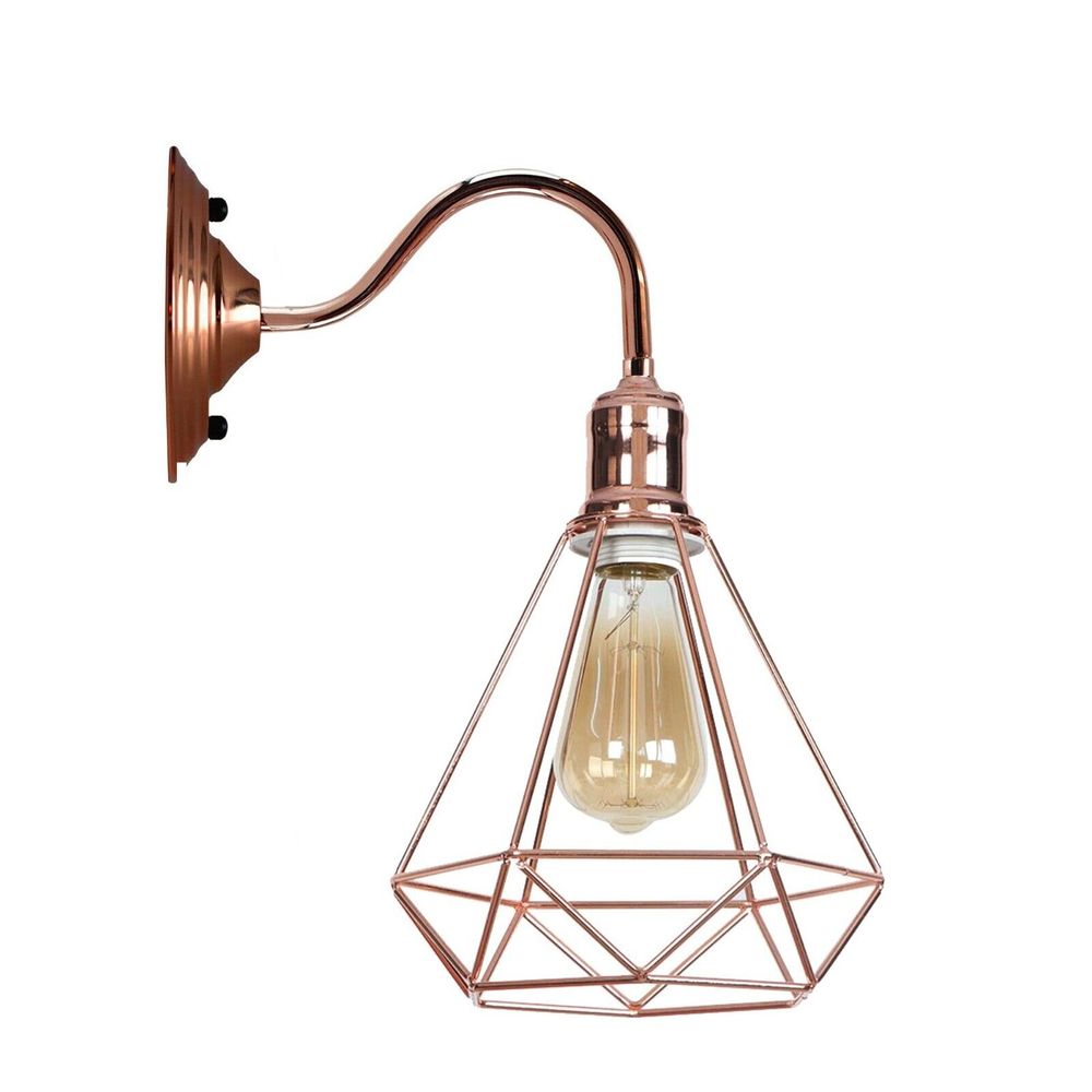 Modern Vintage Retro Industrial Wall Sconce Light Swan Neck Arm Rose gold Wall Lamp Shade with E27 Holder Fitting - SILVIONIX