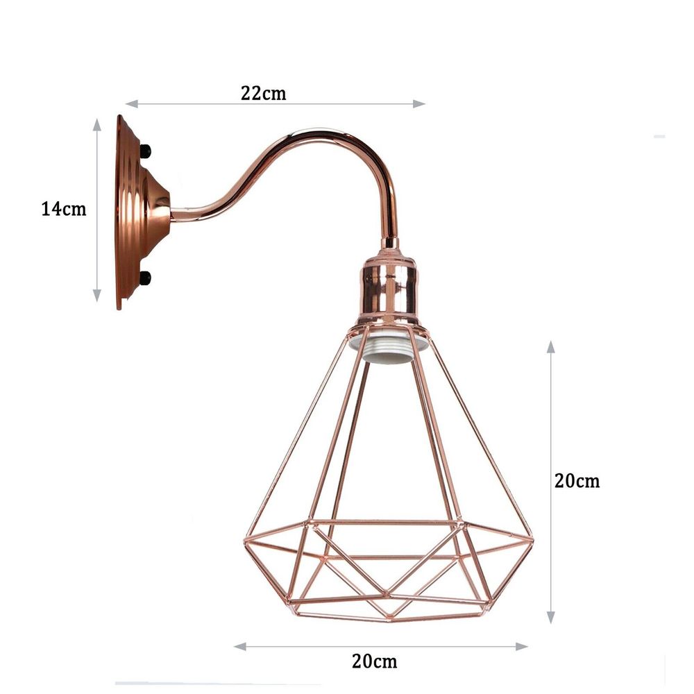 Modern Vintage Retro Industrial Wall Sconce Light Swan Neck Arm Rose gold Wall Lamp Shade with E27 Holder Fitting - SILVIONIX