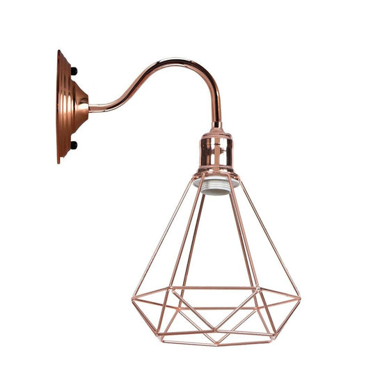 Modern Vintage Retro Industrial Wall Sconce Light Swan Neck Arm Rose gold Wall Lamp Shade with E27 Holder Fitting - SILVIONIX