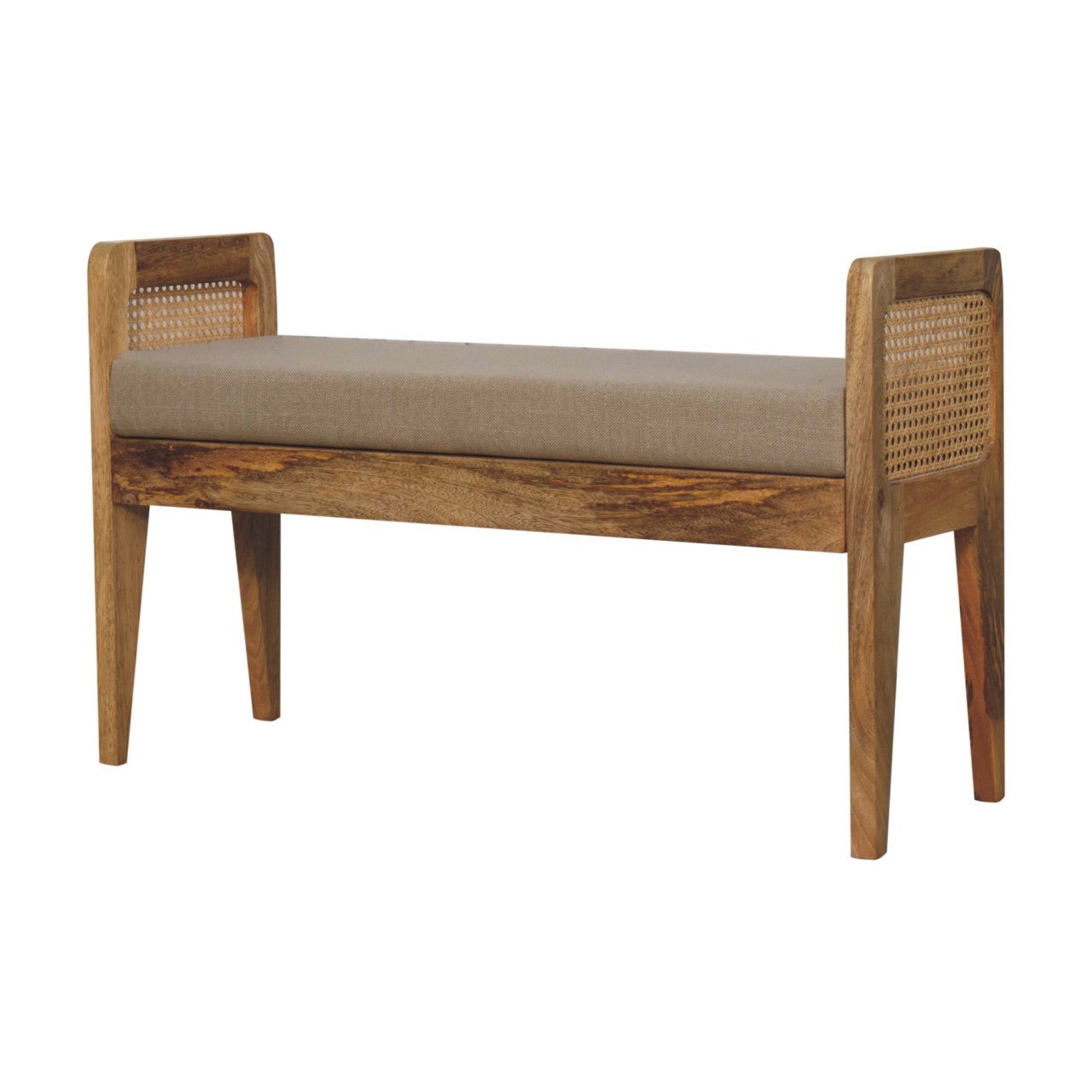 Mud Linen Rattan Bench - SILVIONIX