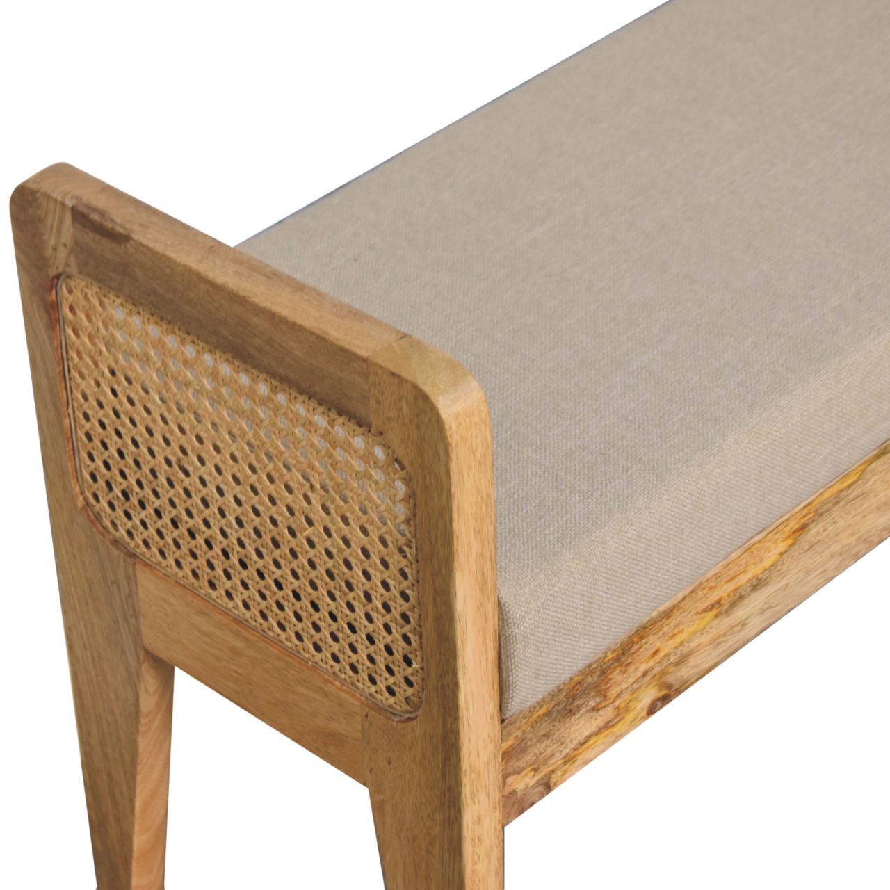 Mud Linen Rattan Bench - SILVIONIX