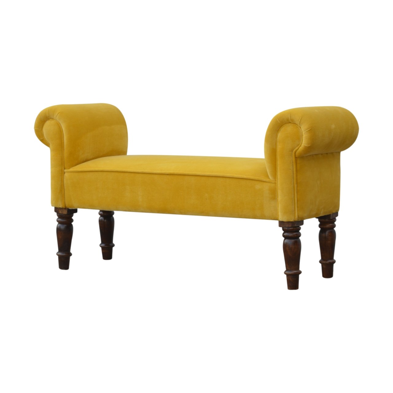 Mustard Velvet Bench - SILVIONIX