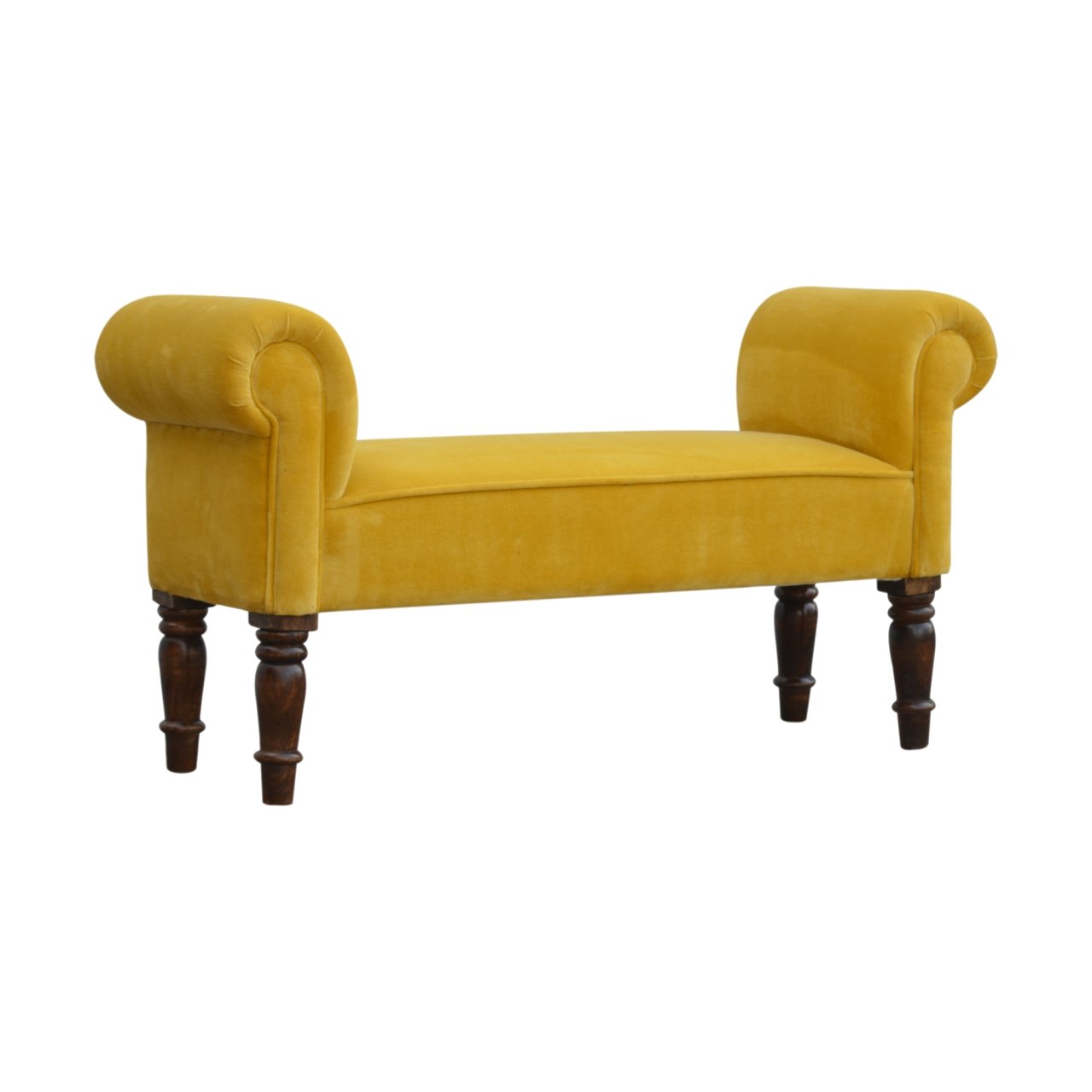 Mustard Velvet Bench - SILVIONIX