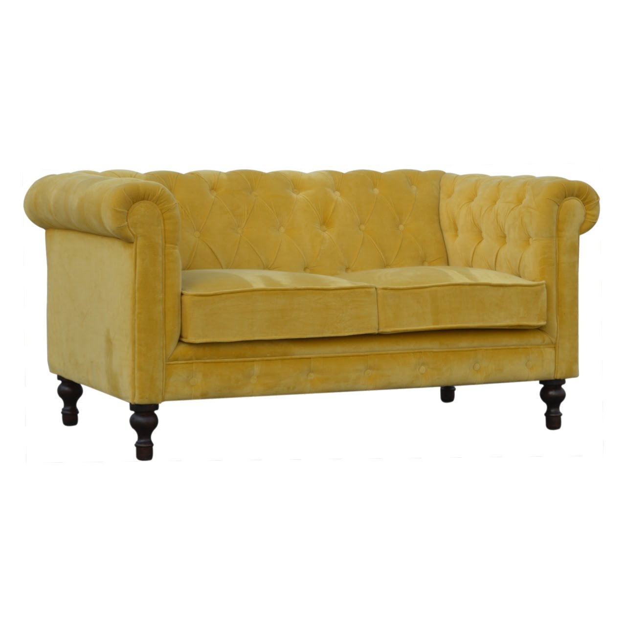 Mustard Velvet Chesterfield Sofa - SILVIONIX