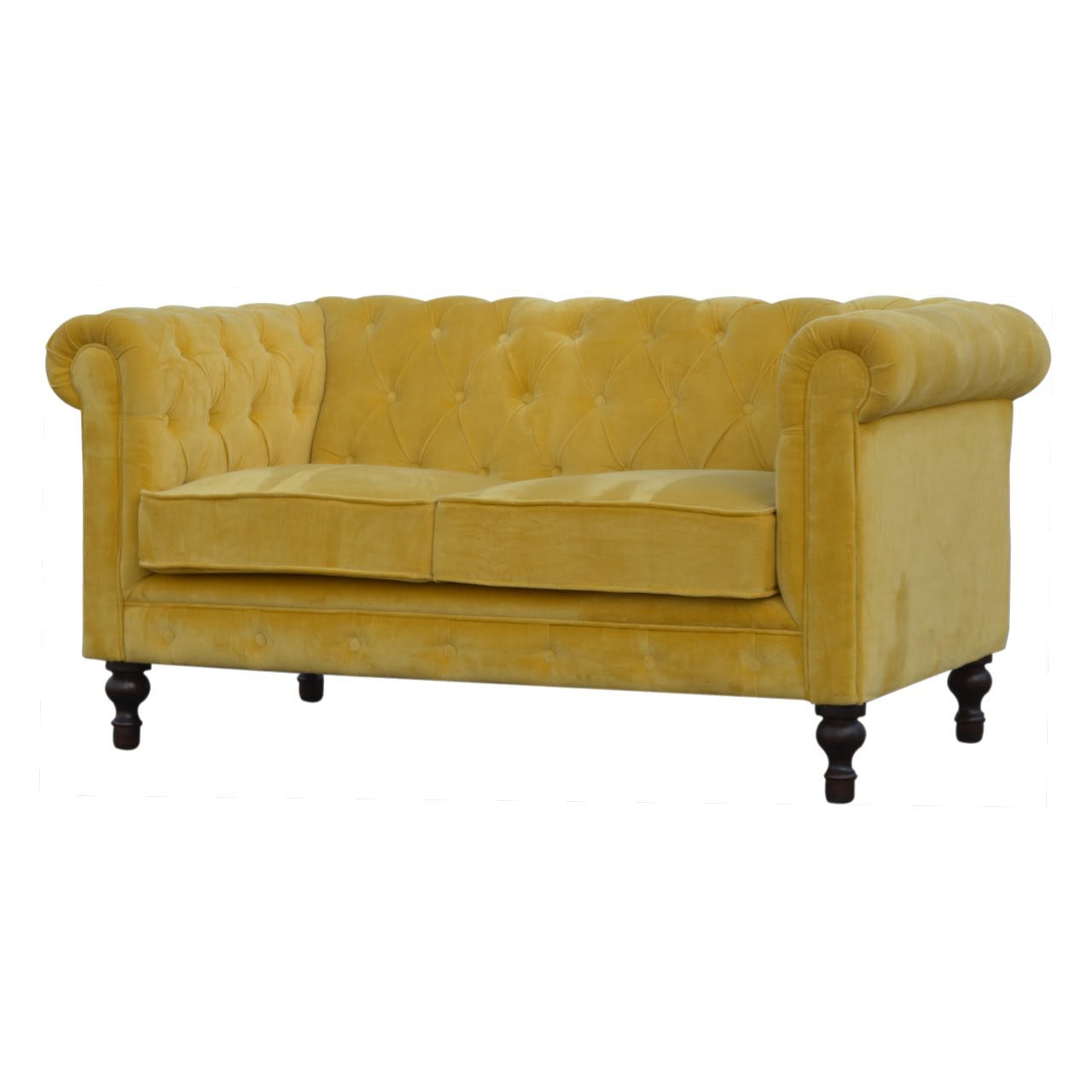 Mustard Velvet Chesterfield Sofa - SILVIONIX