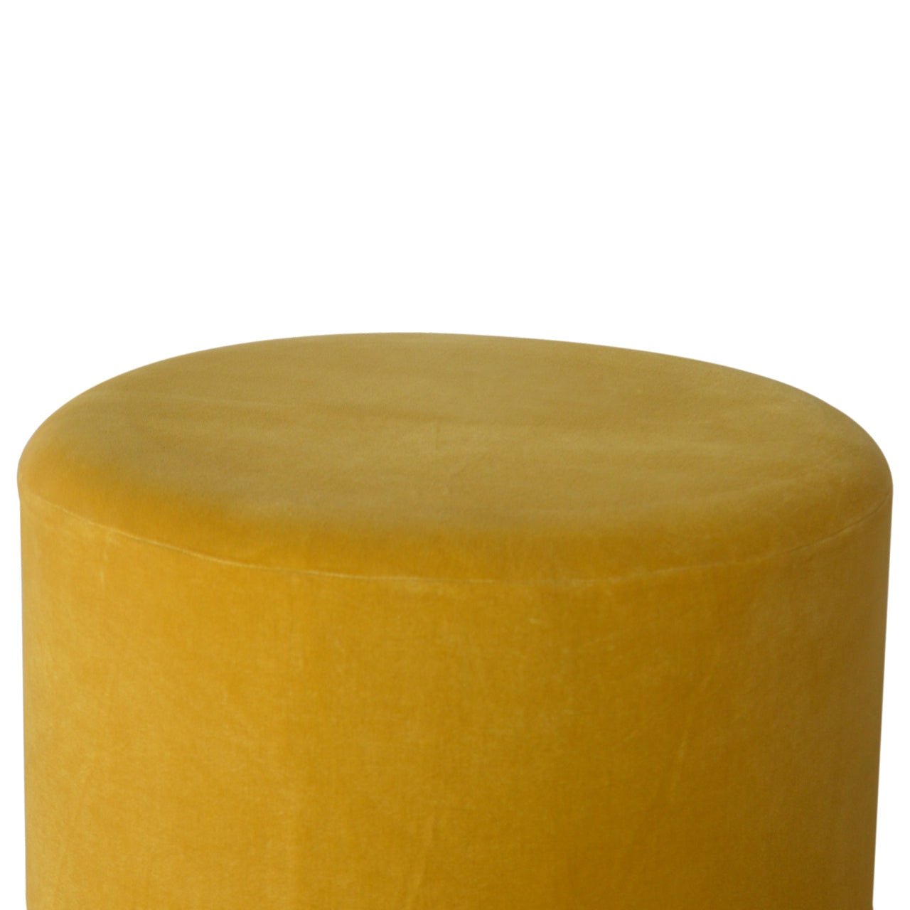 Mustard Velvet Footstool with Gold Base - SILVIONIX