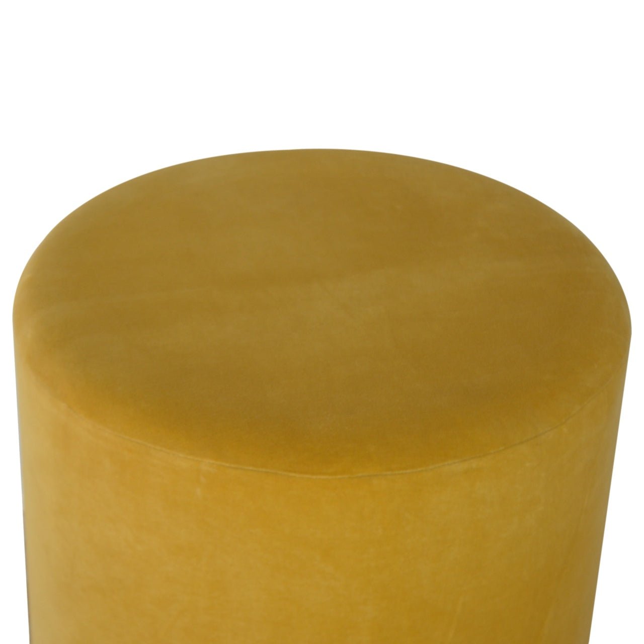 Mustard Velvet Footstool with Gold Base - SILVIONIX