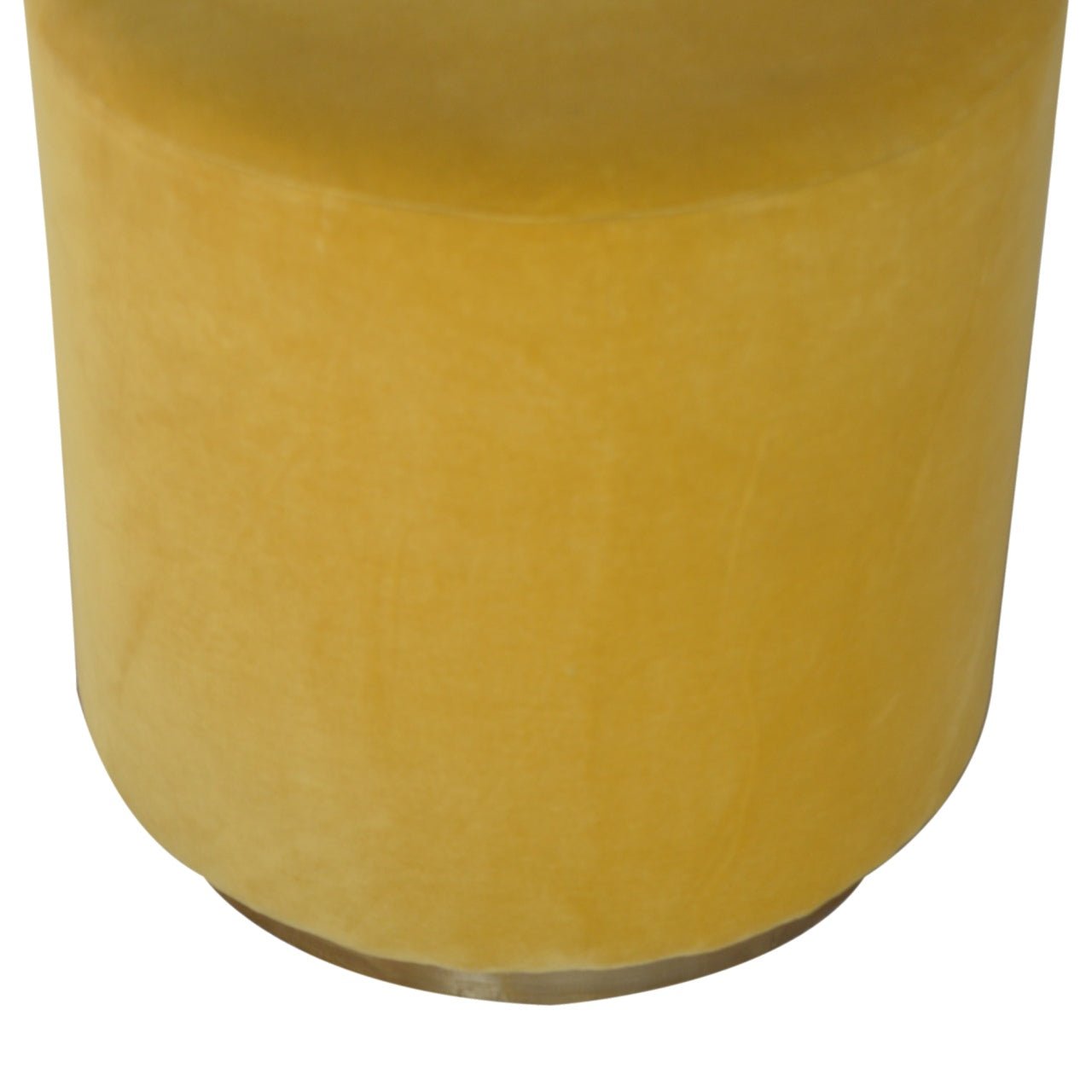 Mustard Velvet Footstool with Gold Base - SILVIONIX