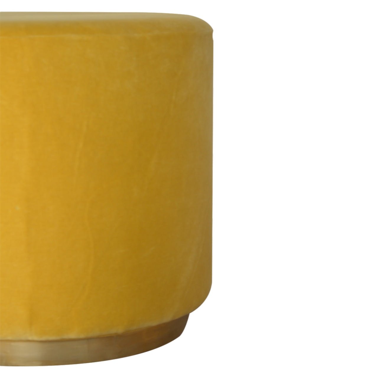 Mustard Velvet Footstool with Gold Base - SILVIONIX