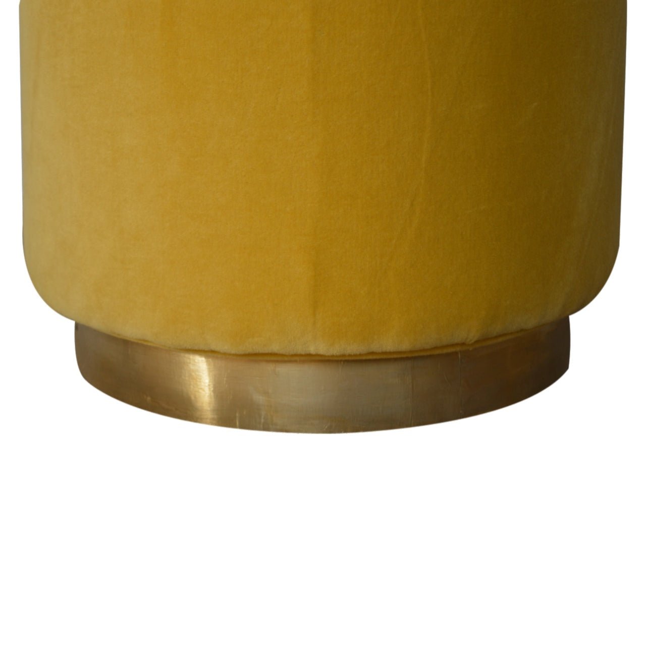 Mustard Velvet Footstool with Gold Base - SILVIONIX