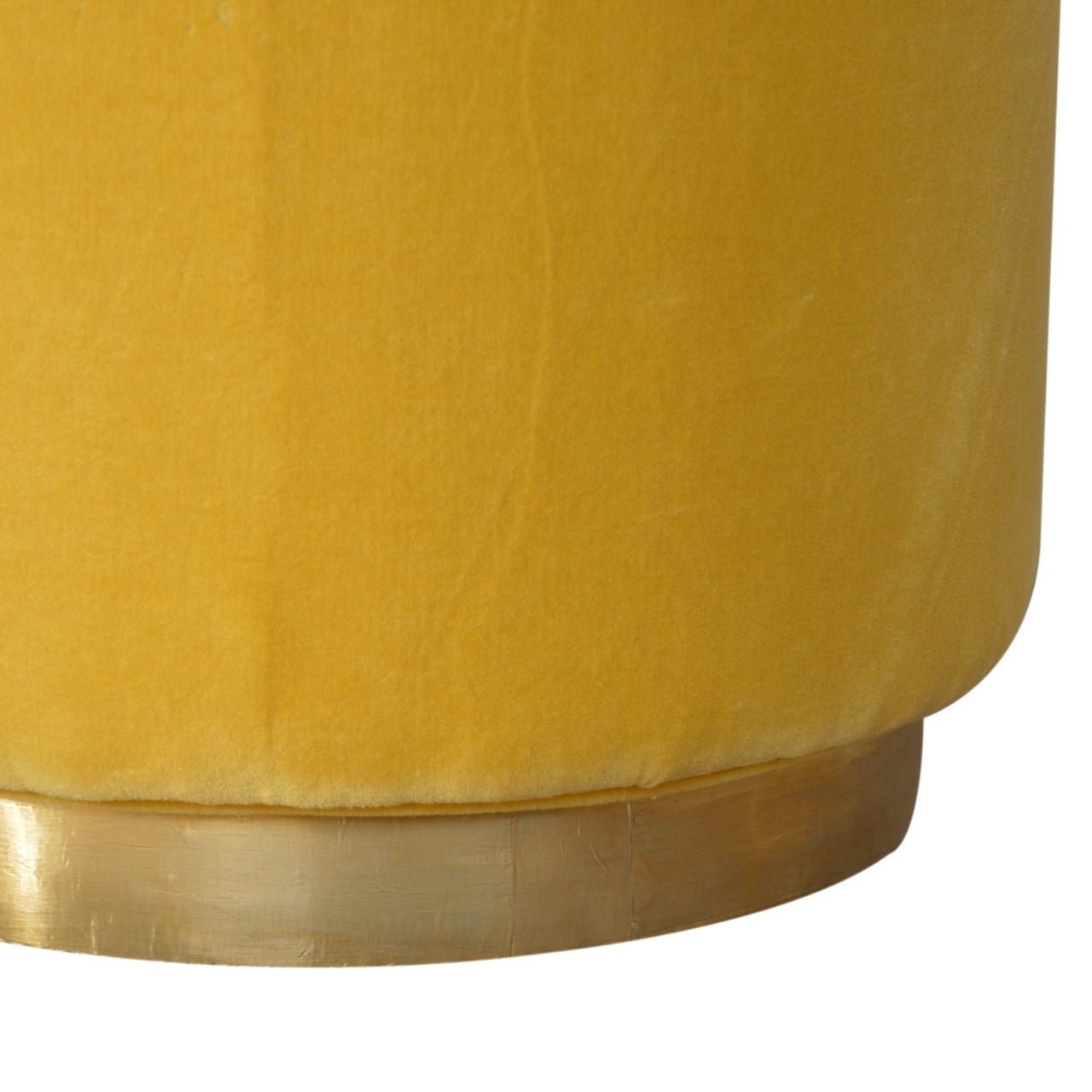 Mustard Velvet Footstool with Gold Base - SILVIONIX