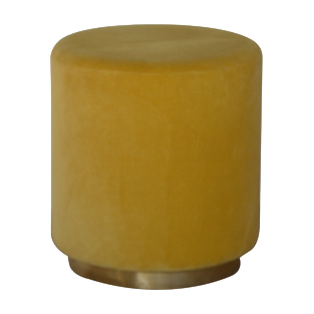 Mustard Velvet Footstool with Gold Base - SILVIONIX