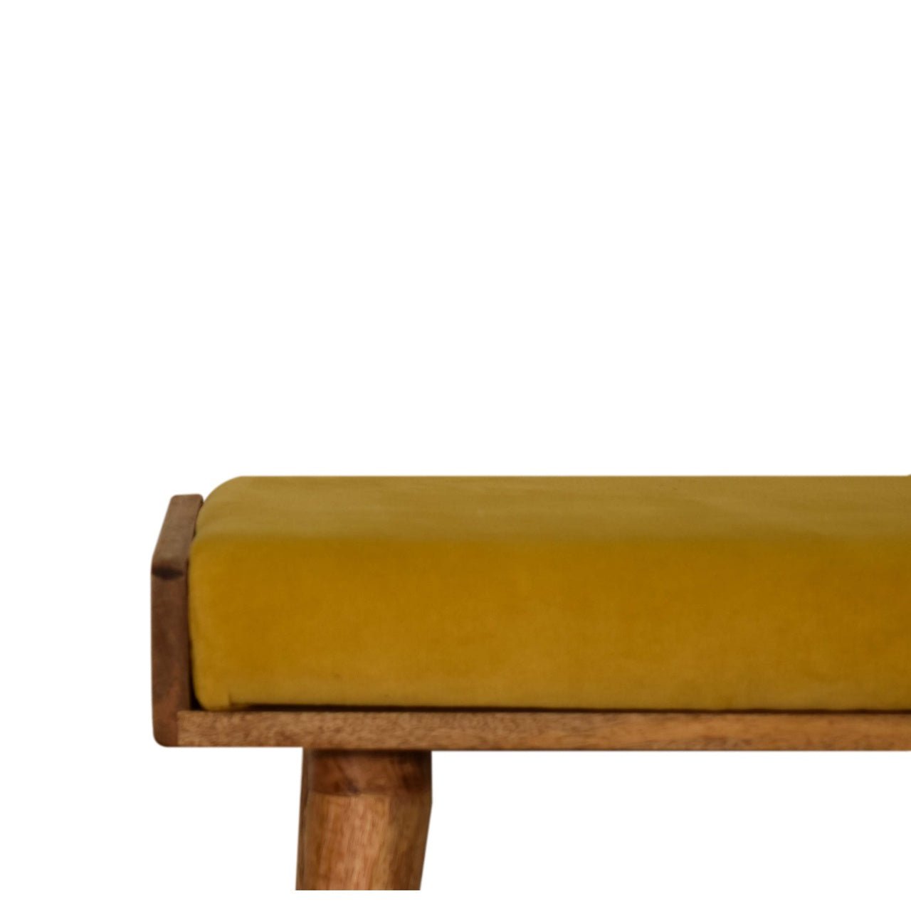 Mustard Velvet Tray Style Footstool - SILVIONIX