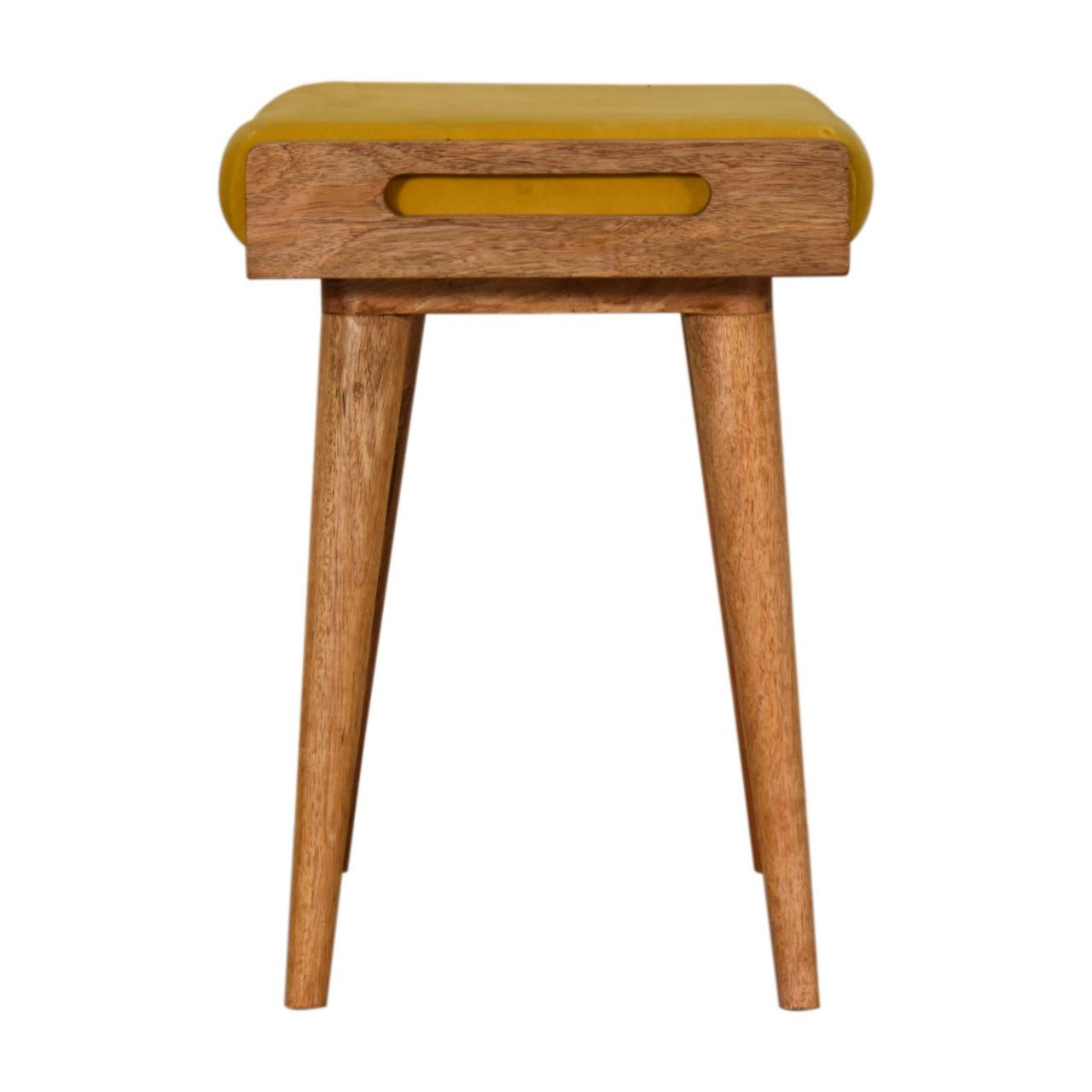 Mustard Velvet Tray Style Footstool - SILVIONIX