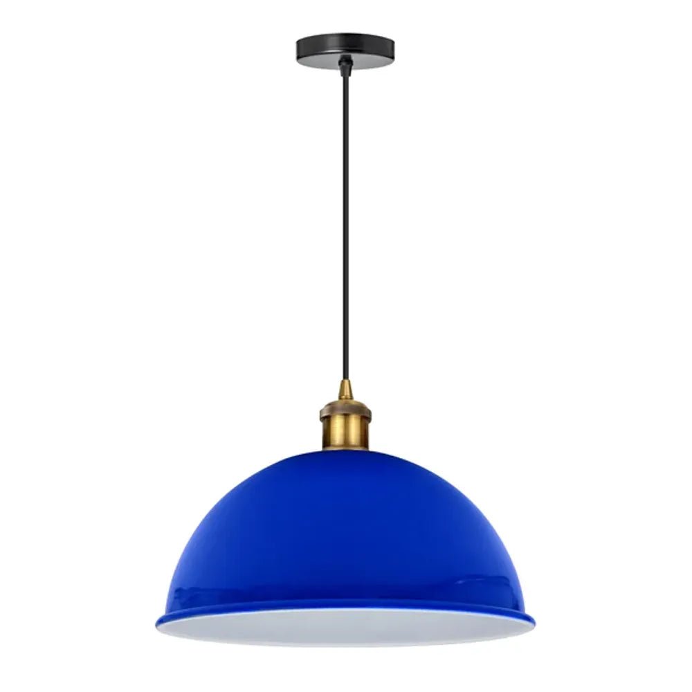 Navy Blue Vintage Pendant Light Shade Hanging Lamp Lights Metal Adjustable Cord - SILVIONIX