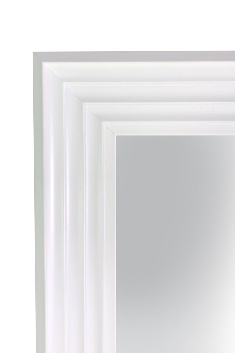 New Modern Bright White & Silver Layered Wall Mirror - SILVIONIX