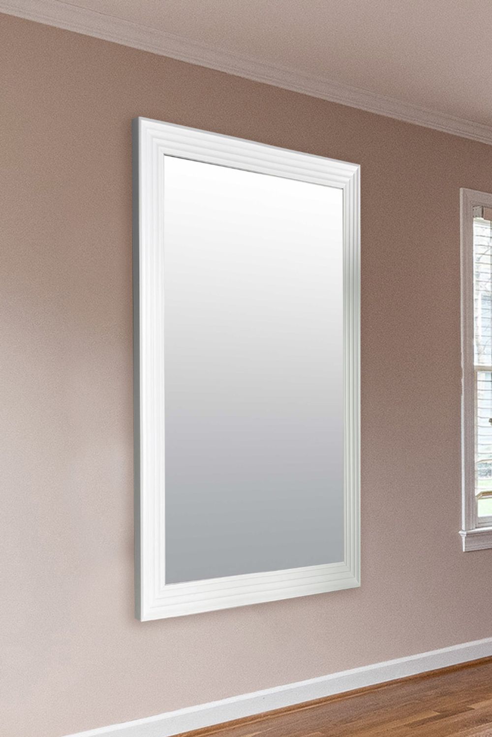 New Modern Bright White & Silver Layered Wall Mirror - SILVIONIX