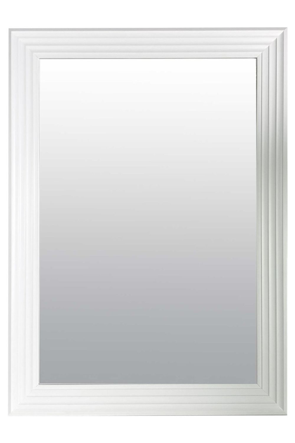 New Modern Bright White & Silver Layered Wall Mirror - SILVIONIX