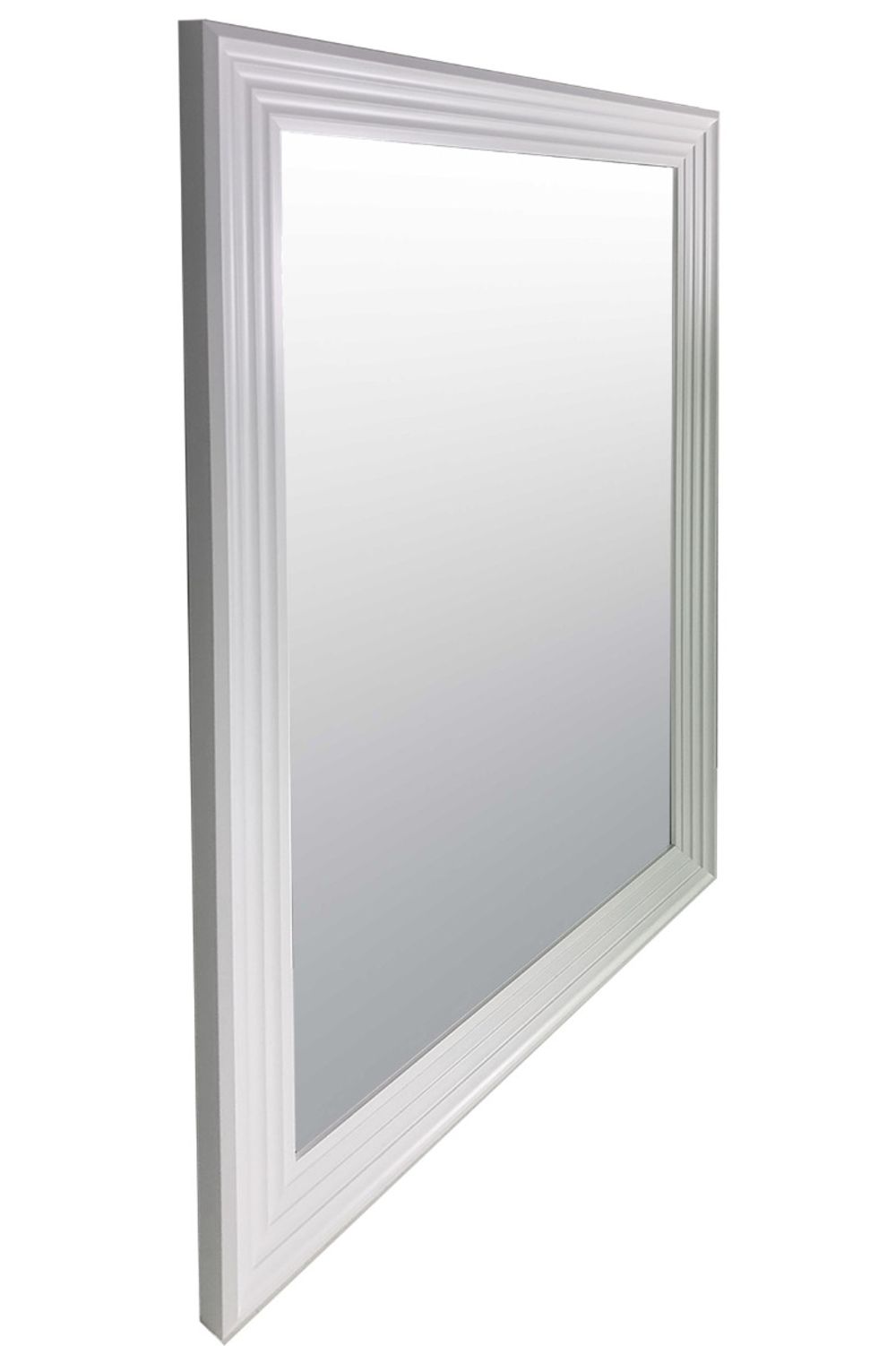 New Modern Bright White & Silver Layered Wall Mirror - SILVIONIX