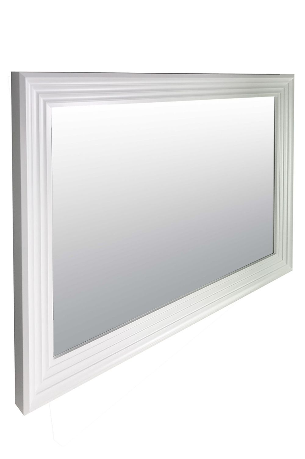 New Modern Bright White & Silver Layered Wall Mirror - SILVIONIX