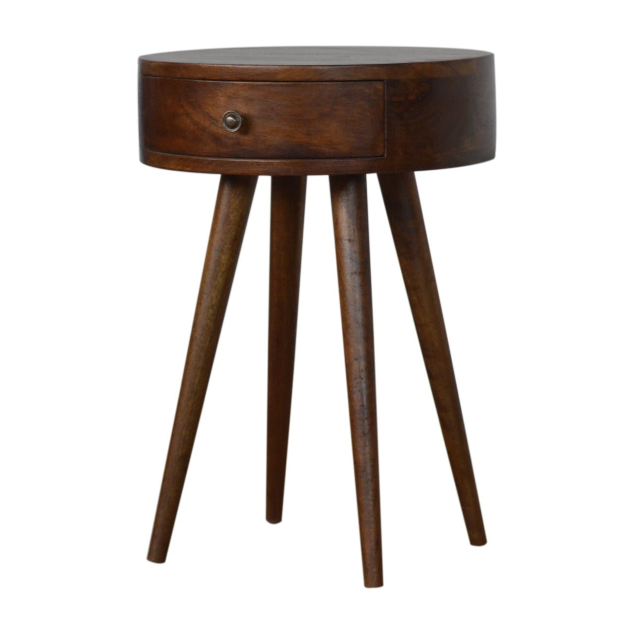 Nordic Chestnut Circular Shaped Bedside - SILVIONIX