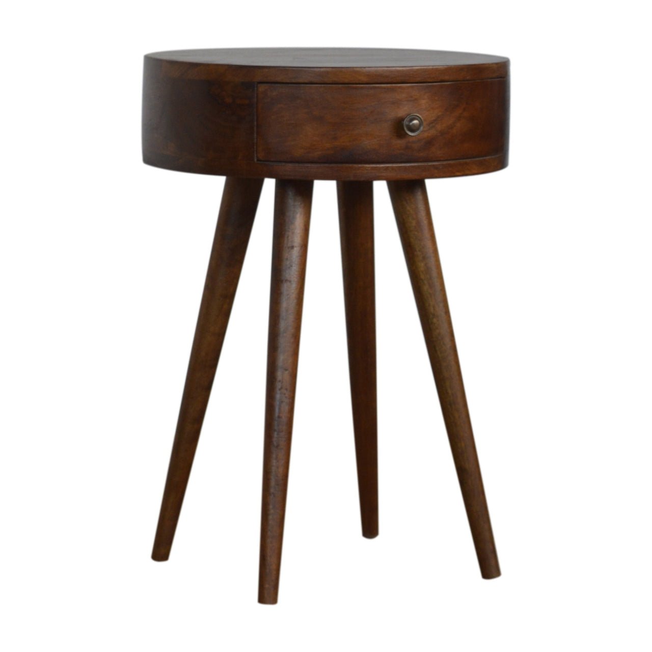 Nordic Chestnut Circular Shaped Bedside - SILVIONIX