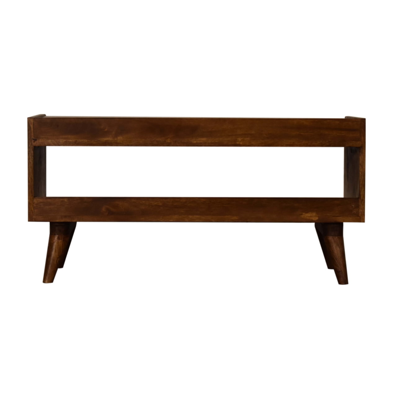 Nordic Chestnut Finish Storage Bench with Seat Pad - SILVIONIX